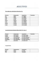 English Worksheet: ADJECTIVES - COMPARISON PART 1