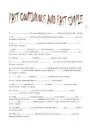 English Worksheet: Past Continuous and Past Simple