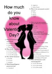 English Worksheet: Valentines Day-quiz