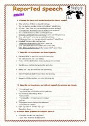 English Worksheet: reported speech