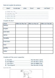 English worksheet: Animals around the world