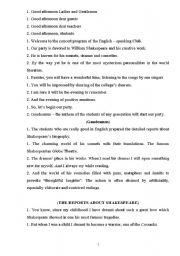 English Worksheet: Shakespeares Party