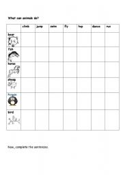 English worksheet: What can animals do?