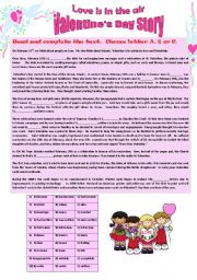 English Worksheet: Love is in the air - Valentines day