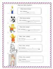 English worksheet: What are they wearing?