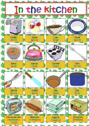 English Worksheet: IN THE KITCHEN - Pictionary