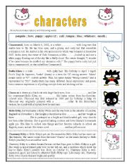 Hello Kitty characters - gap filling task