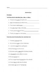 English Worksheet: Adverbs Quiz