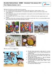 English Worksheet: Simulated Test - Brazilian National Exam  ENEM.  PART 1