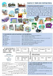 English Worksheet: PLACES IN TOWN AND PREPOSITIONS