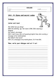 English worksheet: Spies dialogue