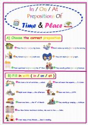 English Worksheet: In / On / At .. Prepositions Of Time And Place