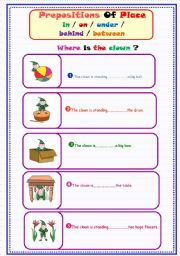 English Worksheet: Prepositions of Place