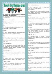 English Worksheet: THE WORLD OF WORK- TEENS AND CAREERS