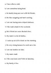 English Worksheet: Sentence Mistakes 