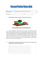 English Worksheet: Present Perfect Tense Quiz