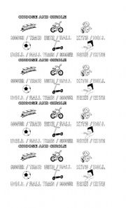 English Worksheet: CHOOSE AND CIRCLE BASIC TOYS