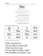 English worksheet: like