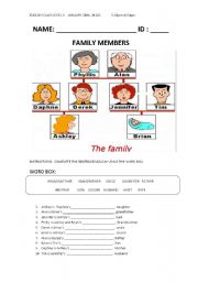 English Worksheet: family members