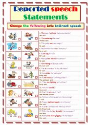 English Worksheet: Reported speech .. Statements ..