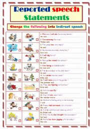 English Worksheet: Reported speech .. Statements ..