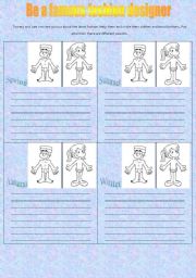 English Worksheet: Be a famous fashion designer