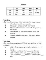 English worksheet: ponouns
