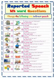 English Worksheet: Reported Speech ..