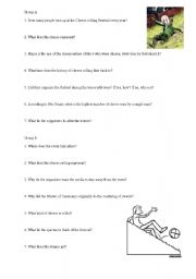 English Worksheet: Cheeserolling festival - listening comprehension (YT link included)