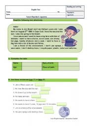 English Worksheet: Test about environment