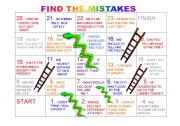 English Worksheet: Snakes and ladders n 6 : Find the mistakes