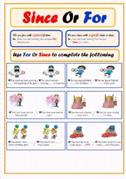 English Worksheet: Since Or For