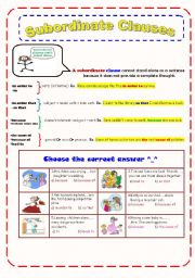 English Worksheet: Subordinate clause