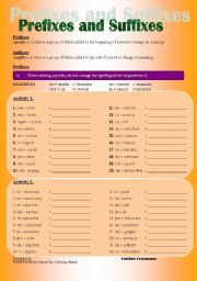 English Worksheet: Lets fun with Prefixes and Suffixes..!!