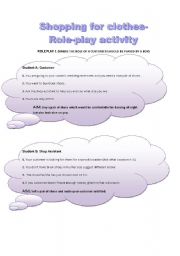 English Worksheet: Shopping for clothes role play