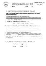 English Worksheet: Mid-term Test Nr 2 (4th formers_Sciences) [Feb. 9th, 2012]_ Listening Script Included