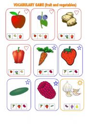 English Worksheet: Fruit and vegetables - GAME