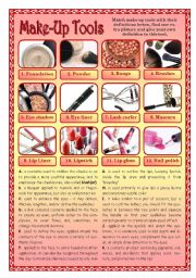 English Worksheet: Make-Up Tools