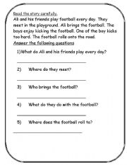 English Worksheet: Reading comprehension part 4