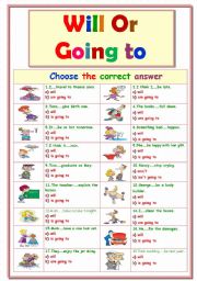 English Worksheet: Will + Going to ..