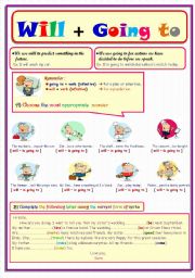 English Worksheet: Will + Going to ..