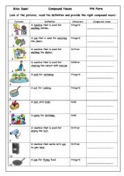 English Worksheet: compound nouns