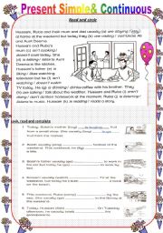 English Worksheet: present simple & continuous