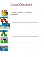 English worksheet: Present continuous with club penguin