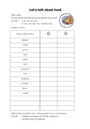 English Worksheet: food, likes and dislikes