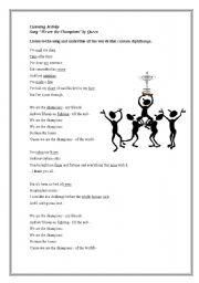 English Worksheet: WE ARE THE CHAMPIONS