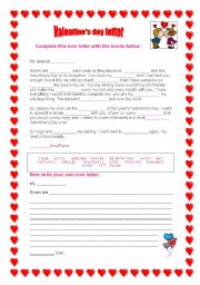 English Worksheet: Valentines day letter