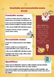English Worksheet: Countable and uncountable nouns (food)