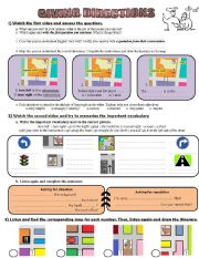 English Worksheet: Give directions - part 2 : learn useful phrases  **editable,answers,audio & video files**