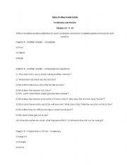 English worksheet: Frankenstein Penguin Readers Level 3 Ch 8-9-10 Vocab and Comprehension